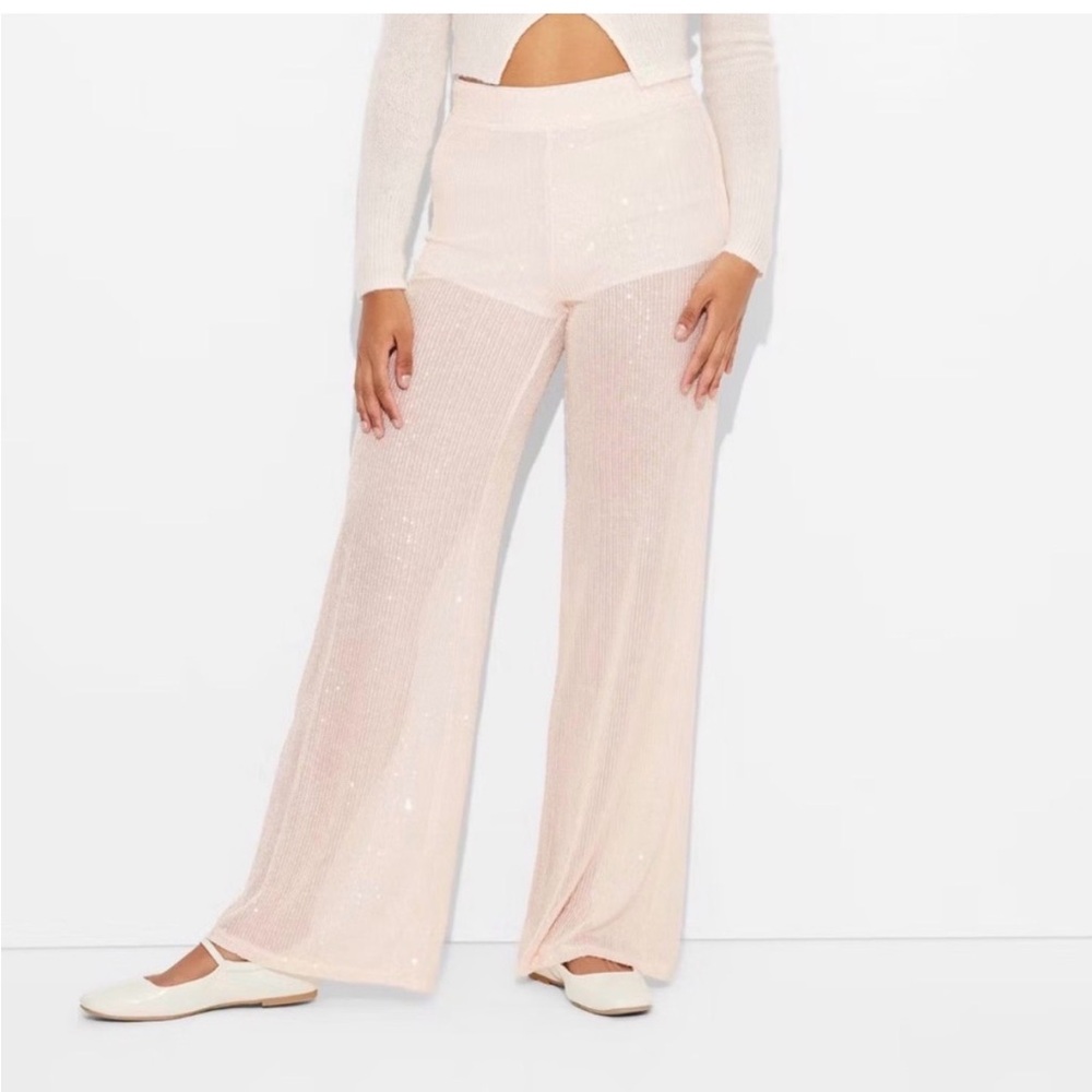 P44 Wild Fable Wide Leg Pull‎ On Sequins Pants - Size: Small